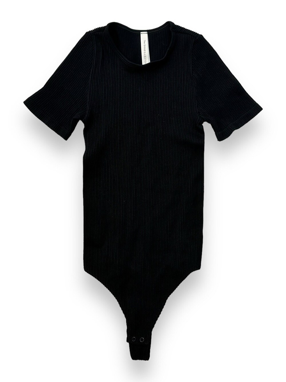 Aritzia The Group Babaton Bodysuit Women's XS Black Ribbed Short Sleeve Thong
